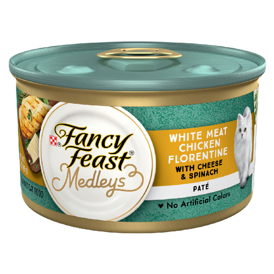 Purina Fancy Feast Medleys Wet Cat Food, Adult White Meat Chicken Florentine, 3 Ounces
