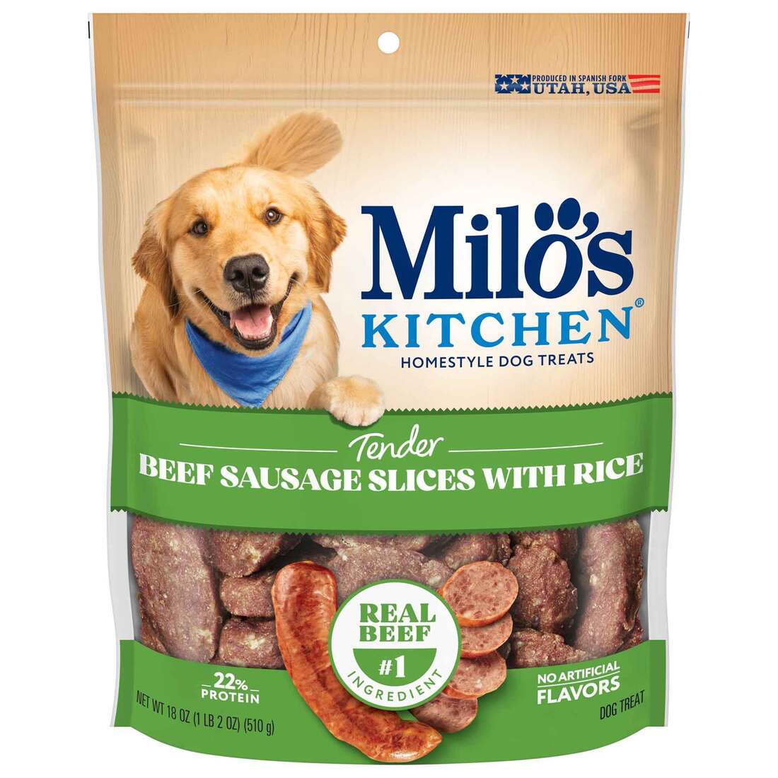 Milo's Kitchen Beef Sausage Slices With Rice Dog Treats, 18 Ounces