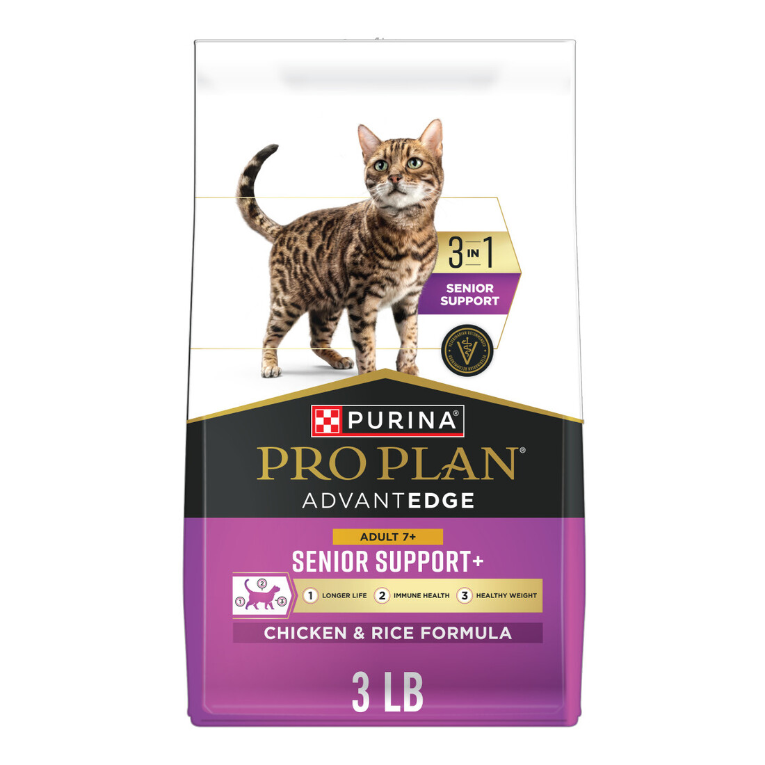 Purina Pro Plan AdvantEDGE Senior Support Plus Chicken and Rice Formula Dry Cat Food - 3 Pound Bag