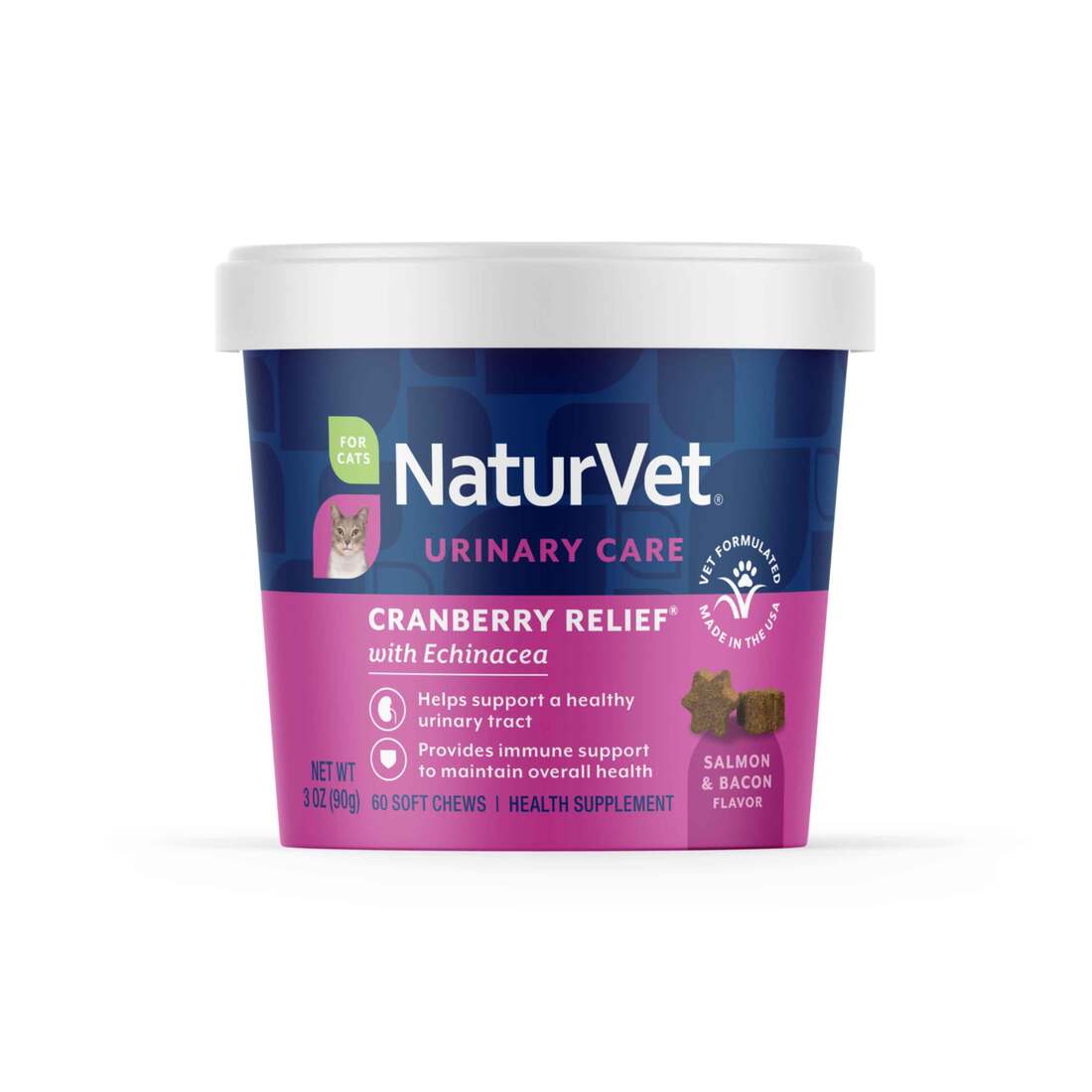 NaturVet Cranberry Relief Plus Echinacea Cat Soft Chew Cup, 60 Count