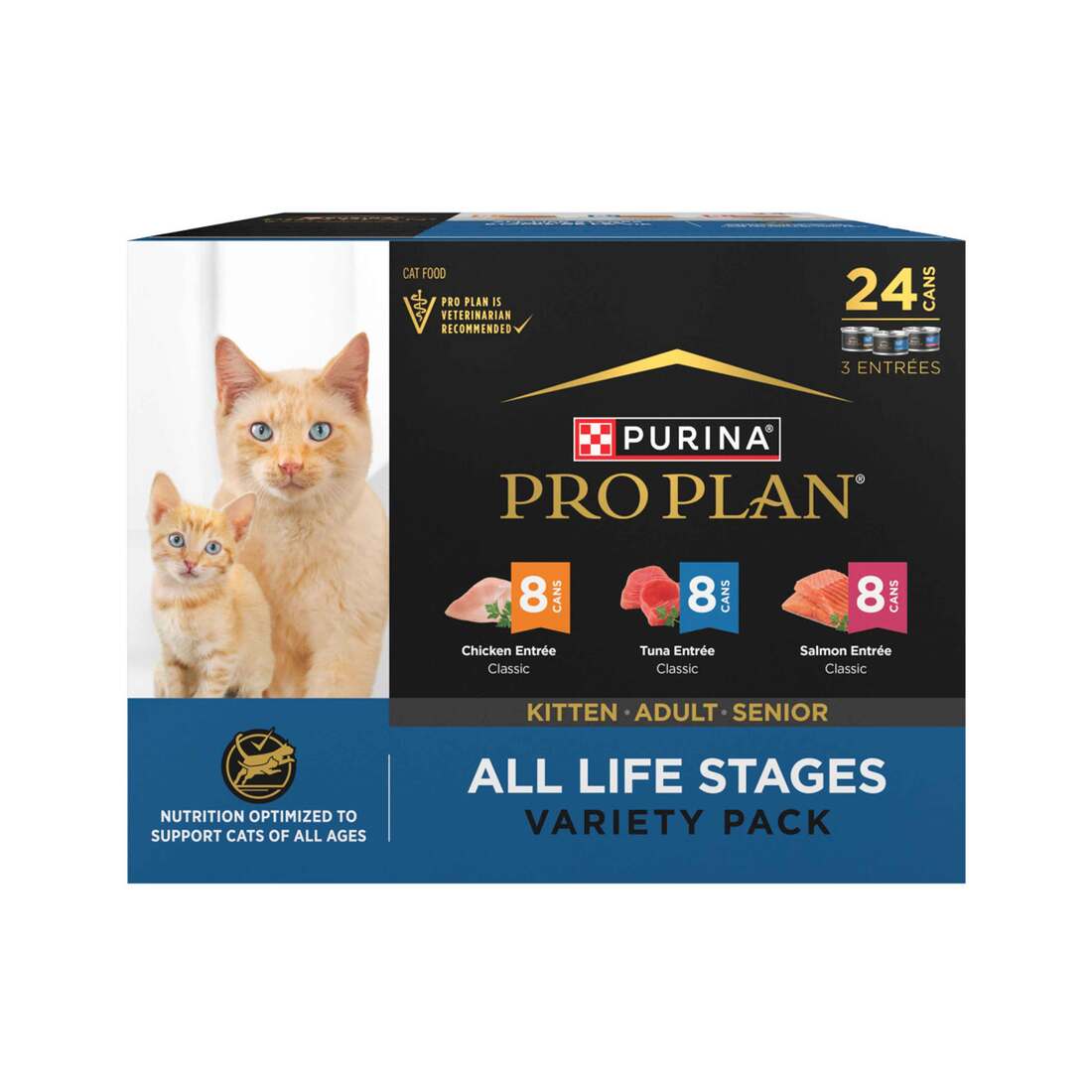 Purina Pro Plan All Life Stages Classic Pate Wet Cat Food Variety Pack - (24) 3 Ounce Cans
