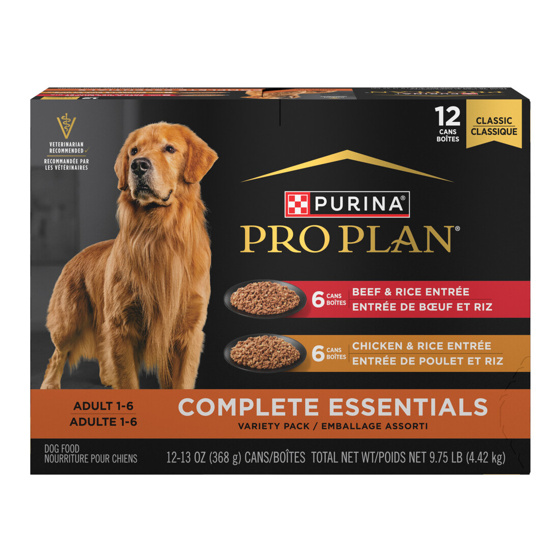 Purina Pro Plan Complete Essentials Wet Dog Food Chicken and Rice Entree and Beef and Rice Entree Va