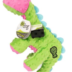 Quaker Go Dog Spike Dino Chew Guard Green/Pink Dog Toy, Medium