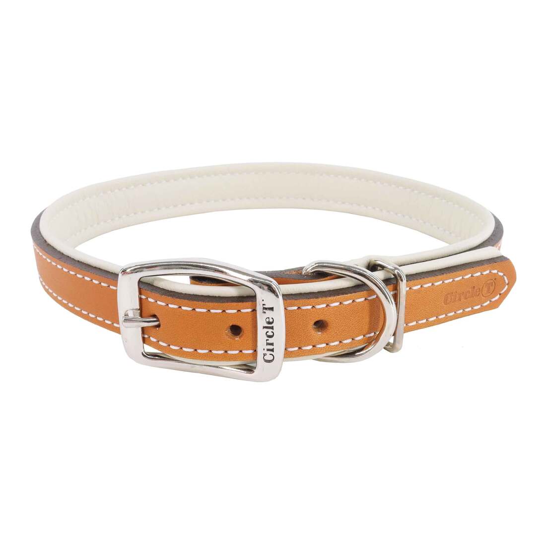 Circle T® Layered Fashion Leather Dog Collar, Tan & Cream - Image 4