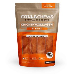 CollaChews Chicken Collagen Roll Dog Treats, 6 Inches, 4 Pack