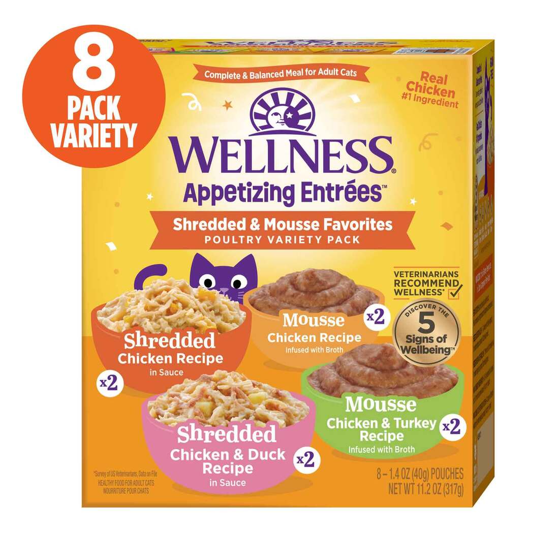 Wellness? Appetizing Entr??es? Shredded & Mousse Favorites, Poultry Variety Pack, Natural Wet Cat Foo