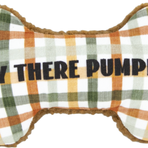 Play On Plush Hey There Pumpkin Plaid Bone Dog Toy, 7 Inches