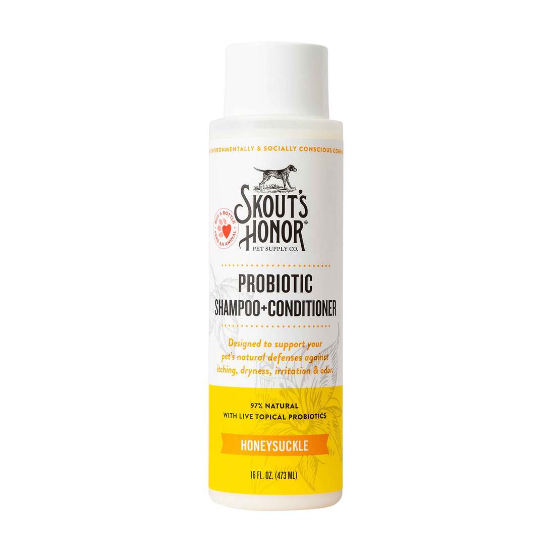 Skout's Honor Probiotic Shampoo+Conditioner Honeysuckle, 16 Ounces