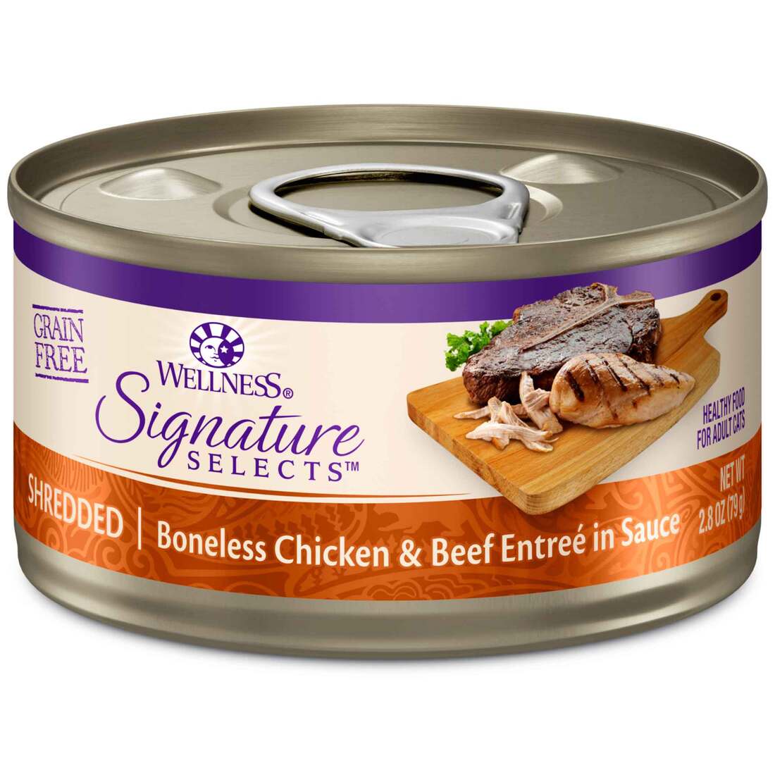 Wellness Signature Selects Natural Wet Cat Food, Grain Free Shredded Chicken And Beef, 2.8 Ounces