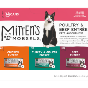 Mitten's Morsels Poultry & Beef Pâté Variety Pack Wet Cat Food, 3 Ounces, 24 Cans