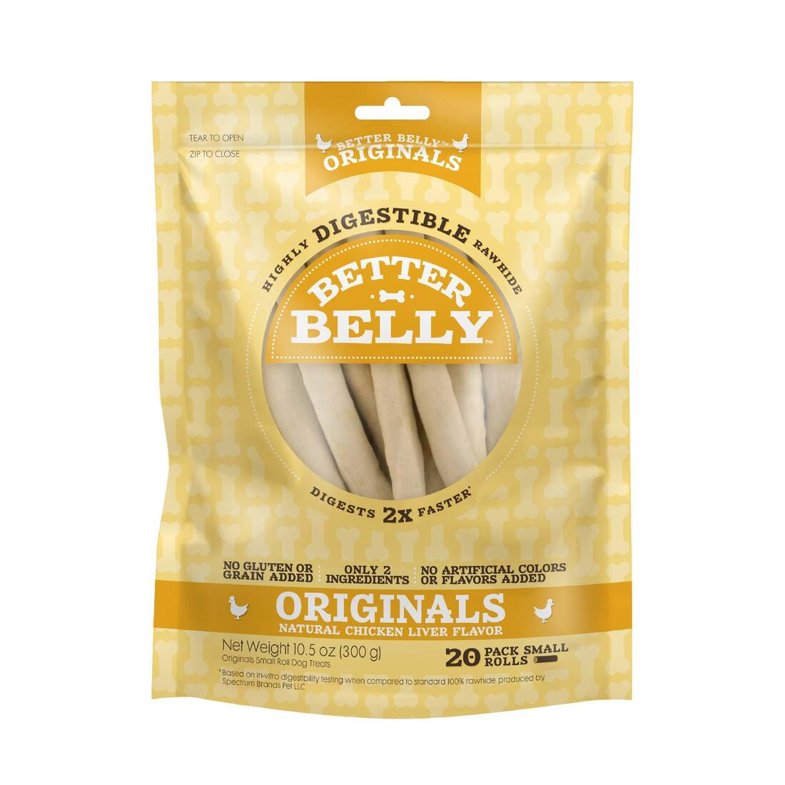 Better Belly Originals Natural Chicken Liver Flavor Small Rolls, 20 count