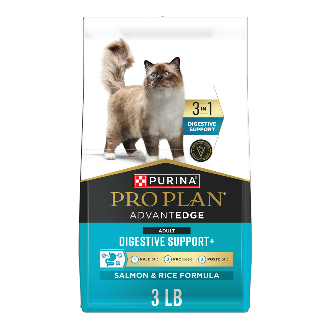 Purina Pro Plan AdvantEDGE Digestive Support Plus Adult Salmon and Rice Formula Dry Cat Food - 3 Pou