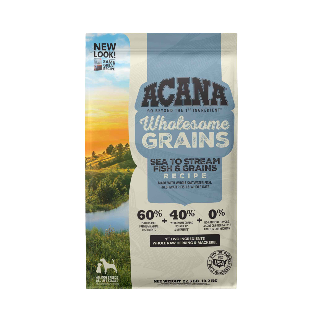 ACANA® Wholesome Grains Dry Dog Food, Sea to Stream Recipe, Saltwater Fish, 22.5 Pounds