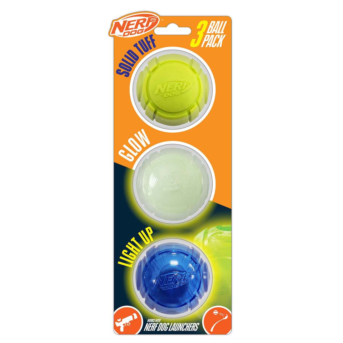 Nerf Sonic, Ultra Glow, and LED Ball Dog Toy, 2.5 Inches