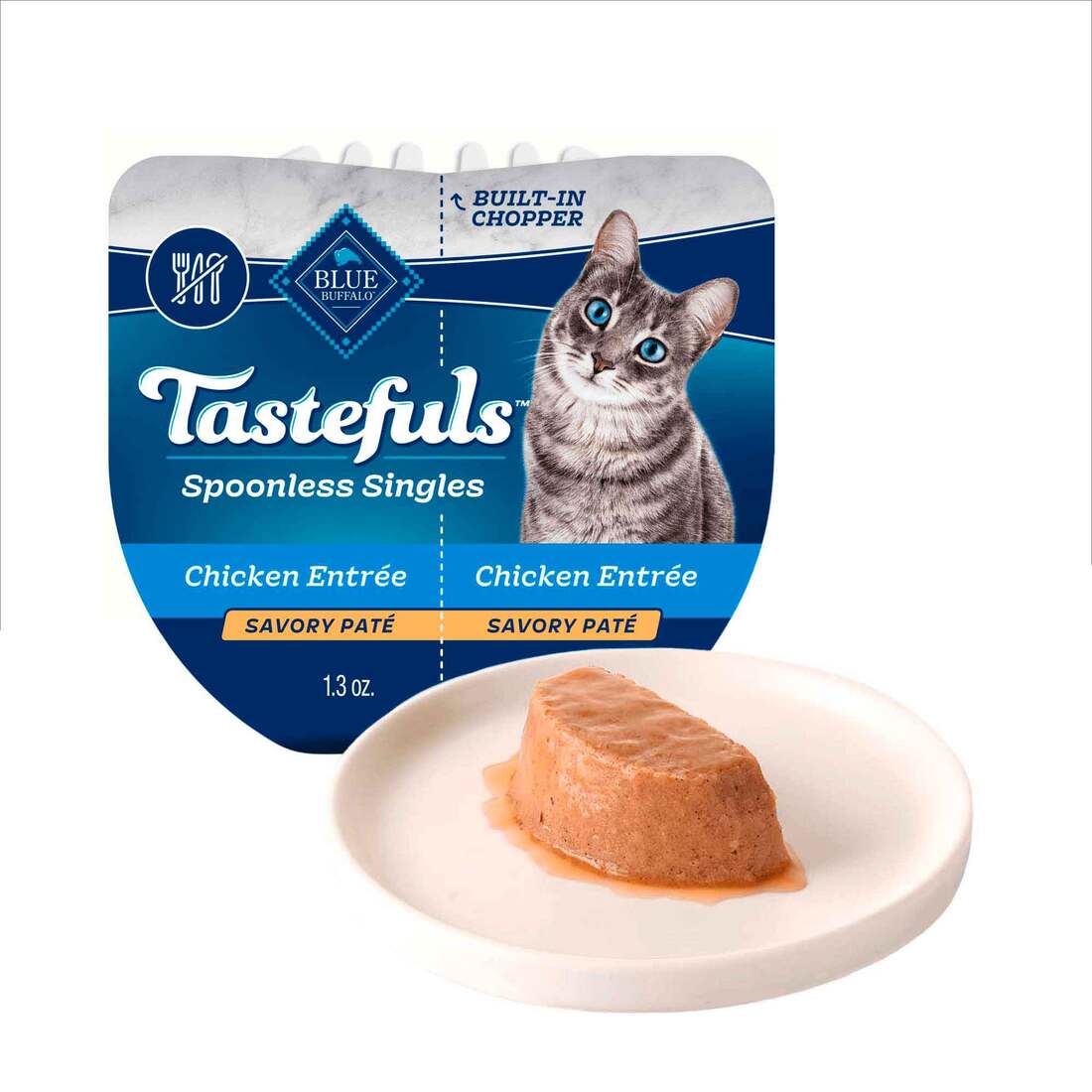 Blue Buffalo Tastefuls Spoonless Singles Natural Paté Wet Cat Food, Chicken Entrée , 2.6 Ounces Twin