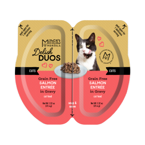 Mitten's Morsels Delish Duos Grain Free Cuts in Gravy Wet Cat Food, Salmon Entr??e, 2.64 Ounces