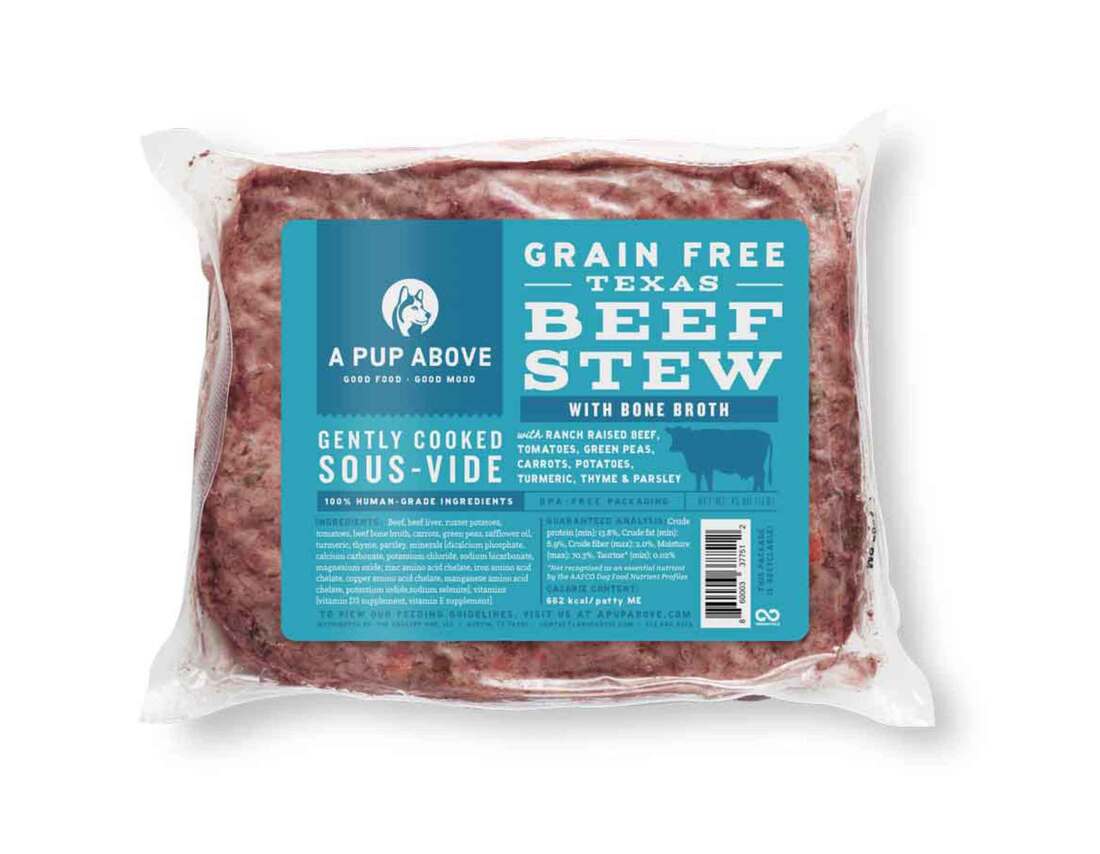 A Pup Above Texas Beef Stew Recipe Frozen Gently Cooked Dog Food, 1 Pound Patty - Not Available For