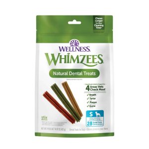 Wellness WHIMZEES Stix Dog Dental Treats, Small Size Stick, (28 Count)