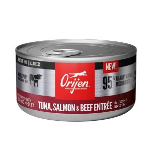 ORIJEN® Wet Cat Food, Adult Tuna Salmon and Beef Pate and Shreds in Broth, 3 Ounces