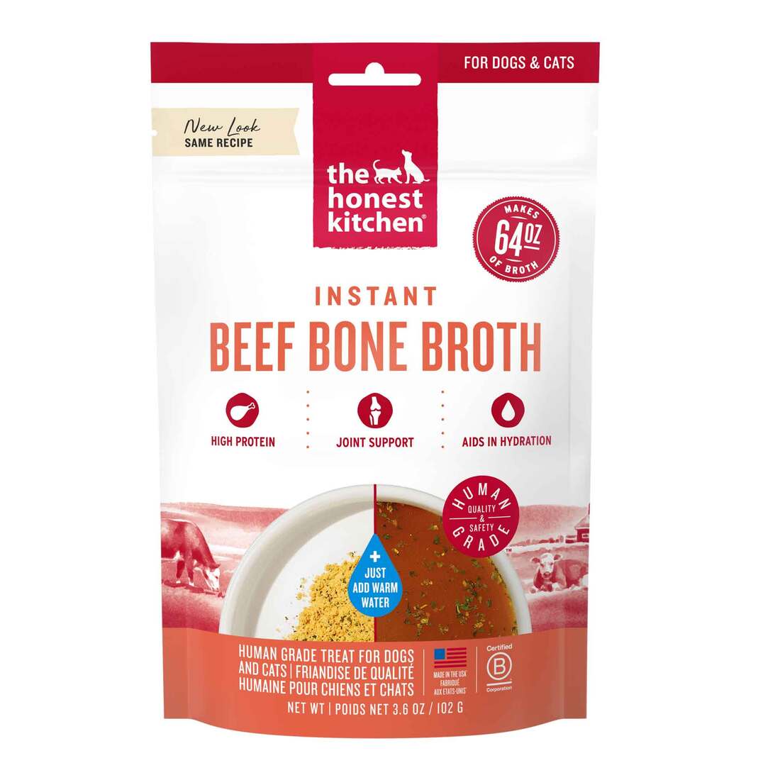 The Honest Kitchen Daily Boosts Instant Beef Bone Broth with Turmeric for Dogs 3.6 Ounces