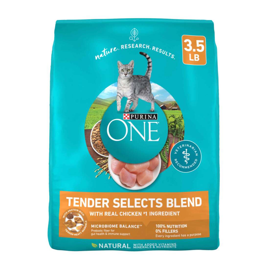 Purina ONE Natural Dry Cat Food, Tender Selects Blend With Real Chicken - 3.5 Pound Bag