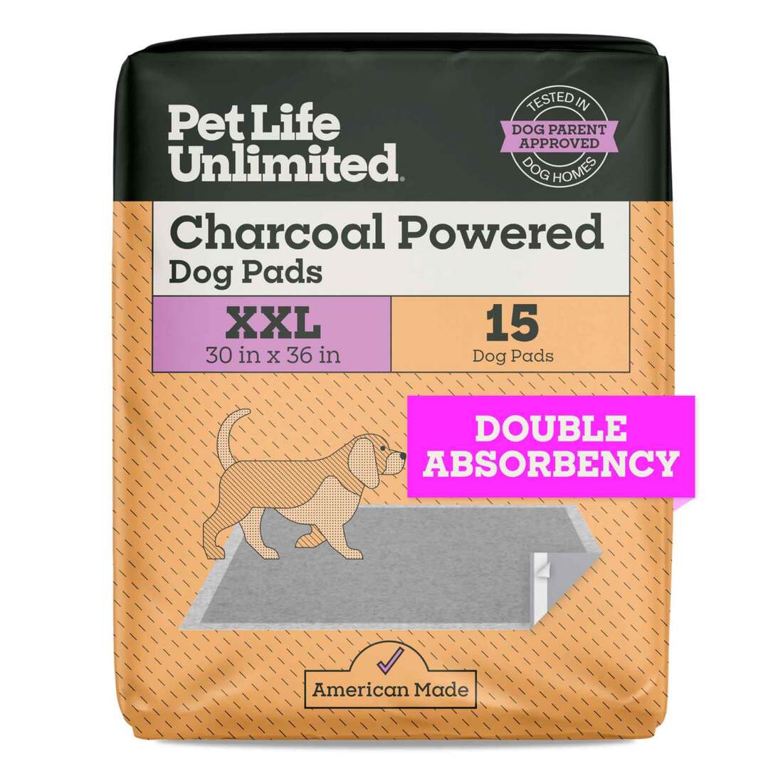 Pet Life Unlimited Charcoal Powered Dog Pads, XX-Large, 30" x 36", 15 Count