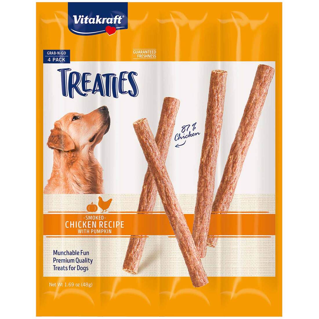 Vitakraft Treaties Smoked Chicken and Pumpkin Dog Treat, 4 Count