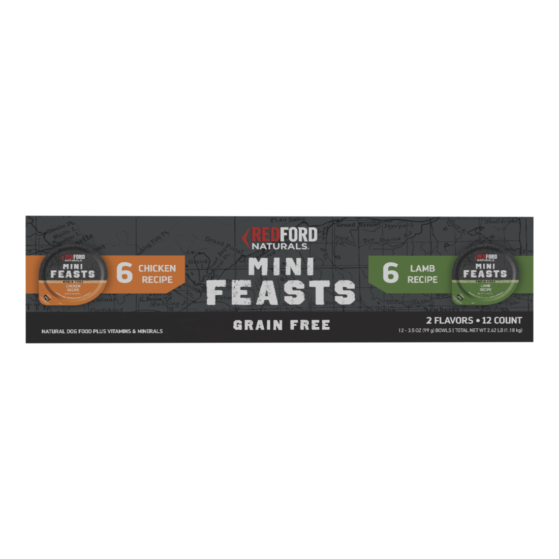 Redford Naturals Mini Feasts Grain Free Chicken & Lamb Recipe Wet Dog Food Variety, Pack 12 Count