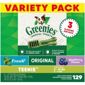 GREENIES TEENIE Natural Dental Care Dog Treats, 36 Ounce Variety Pack, 3 Packs of 12 Ounce Treats