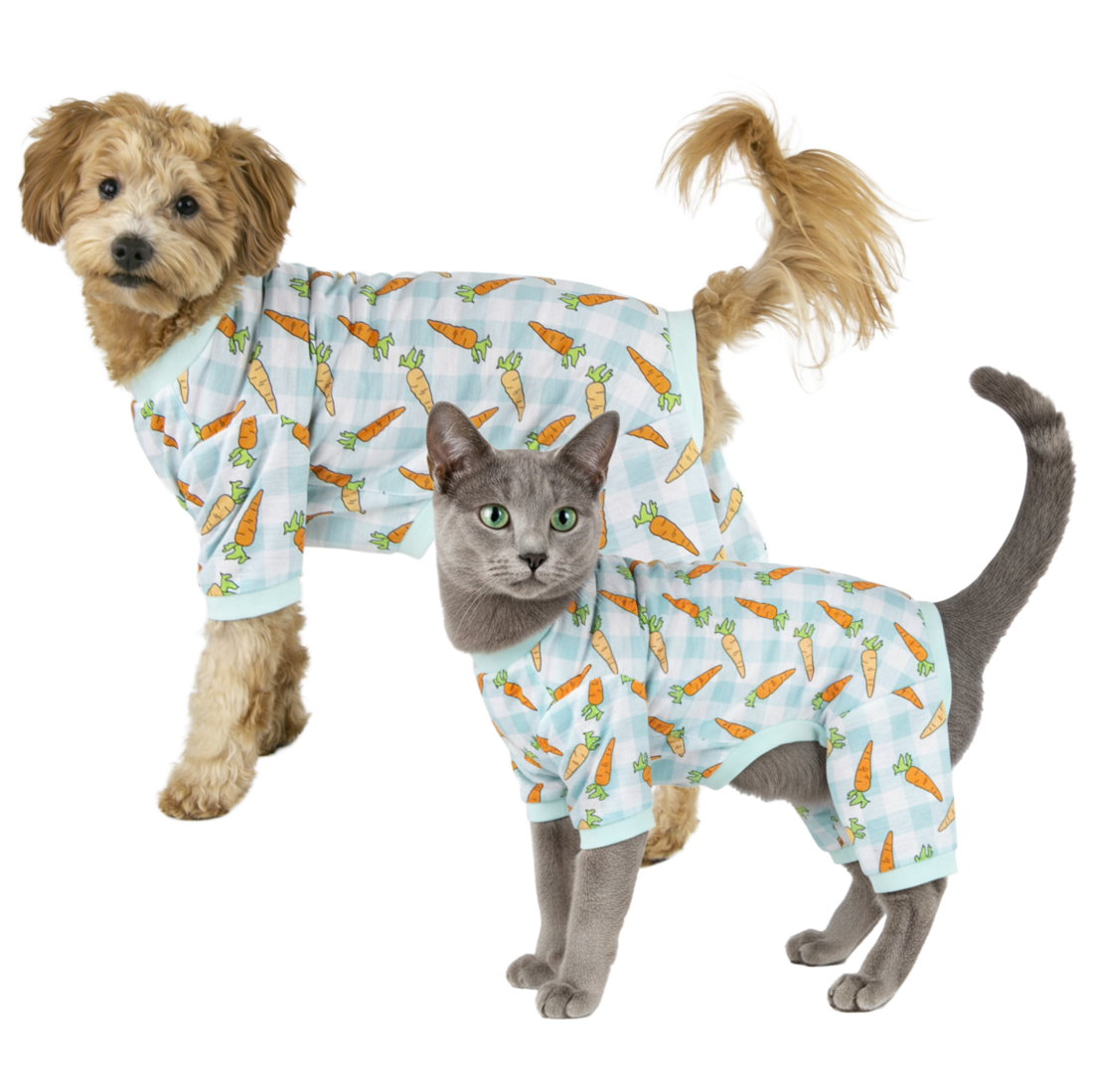 Play On Dog or Cat Spring Pajamas, Carrot Print, Extra Small