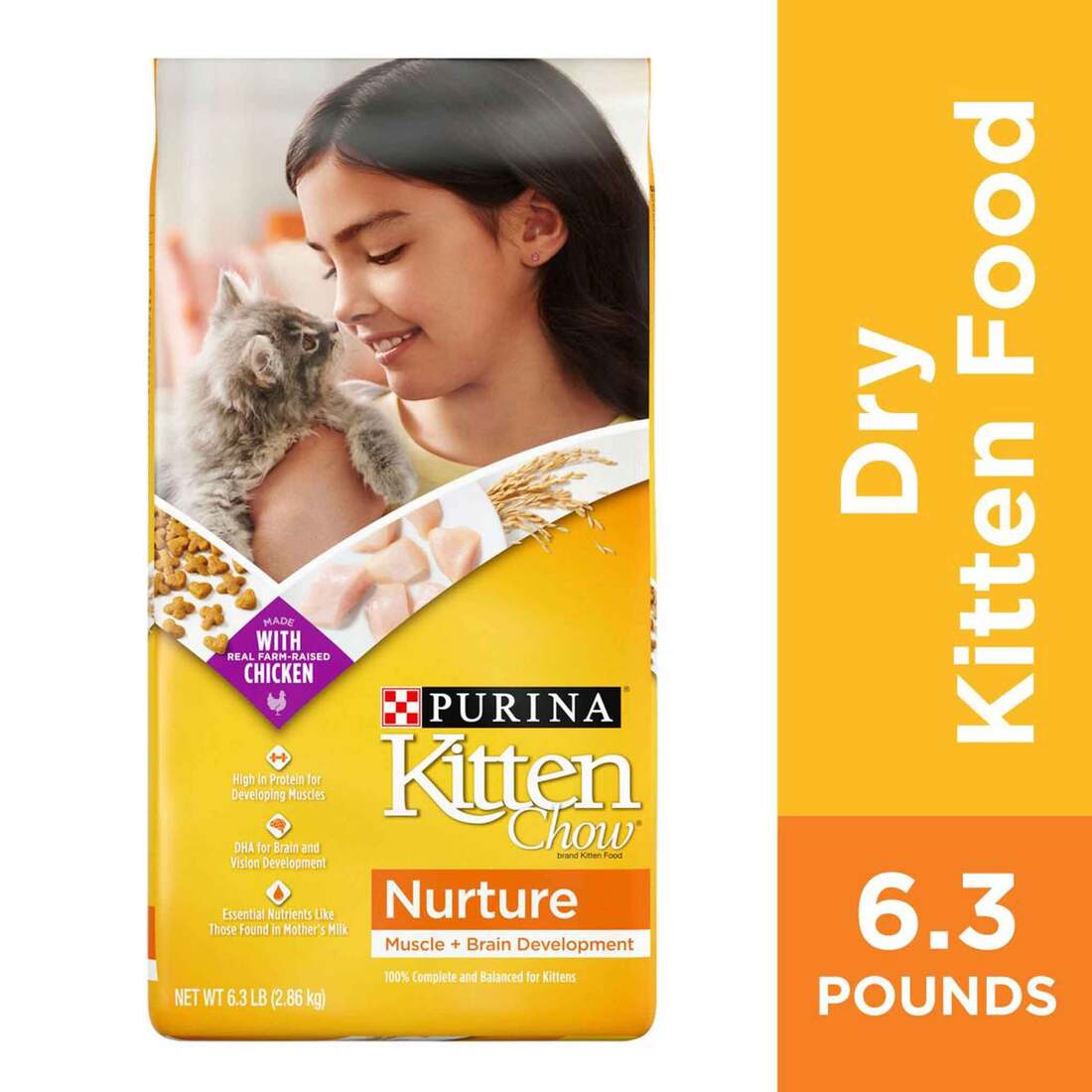 Purina Kitten Chow Kitten Food Healthy Development with Real Chicken Dry Kitten Food - 6.3 Pound Bag