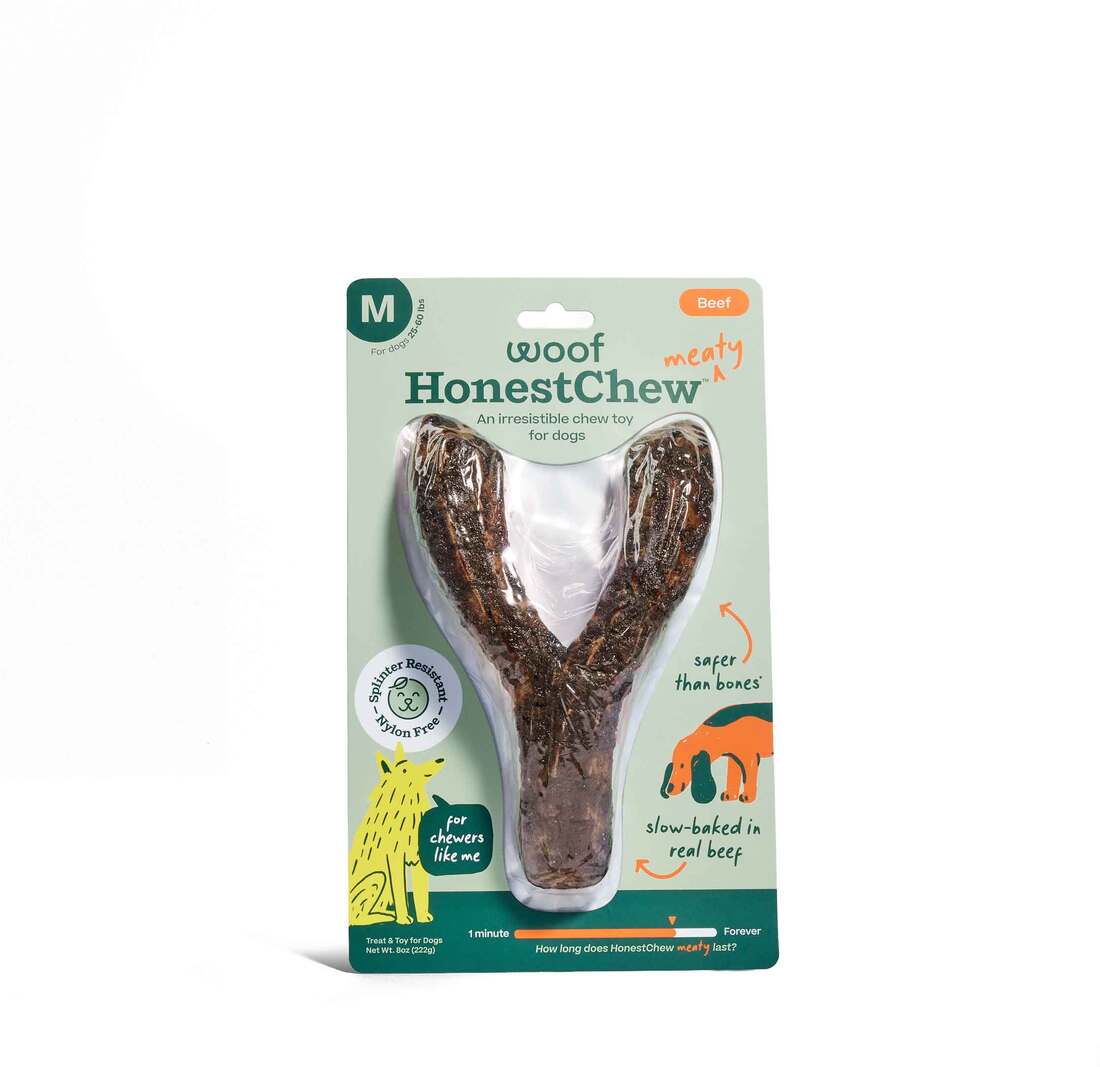 Woof HonestChew Y-Gnawt Meaty Beef Dog Toy - Image 3