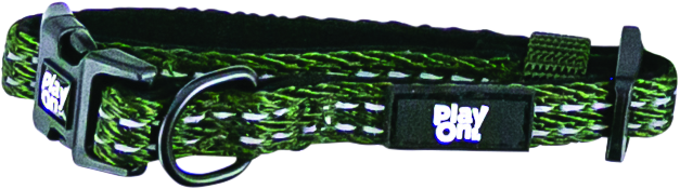 Play On Adventure Reflective Dog Collar, Olive
