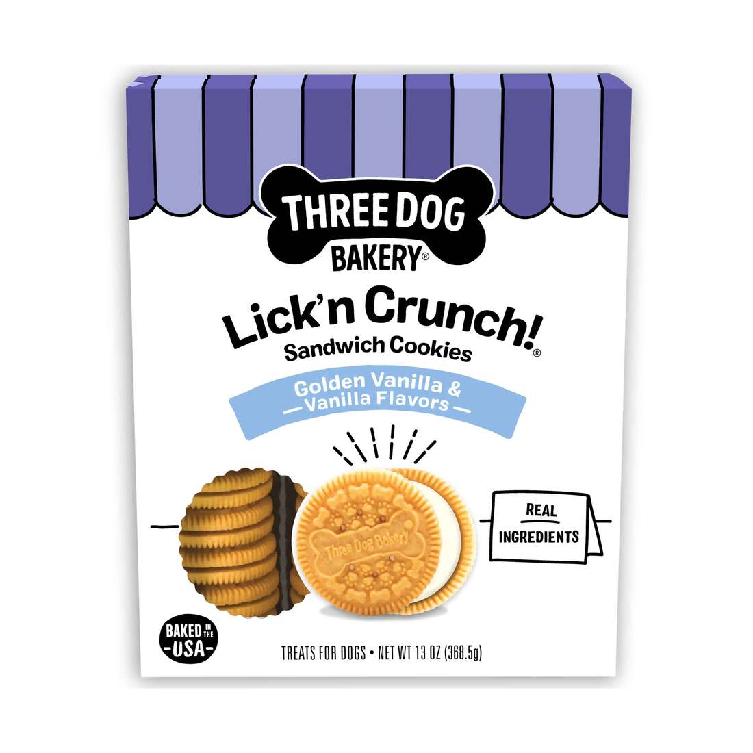Three Dog Bakery Lick'n Crunch!® Golden & Vanilla Flavor Dog Treat, 13 Ounces