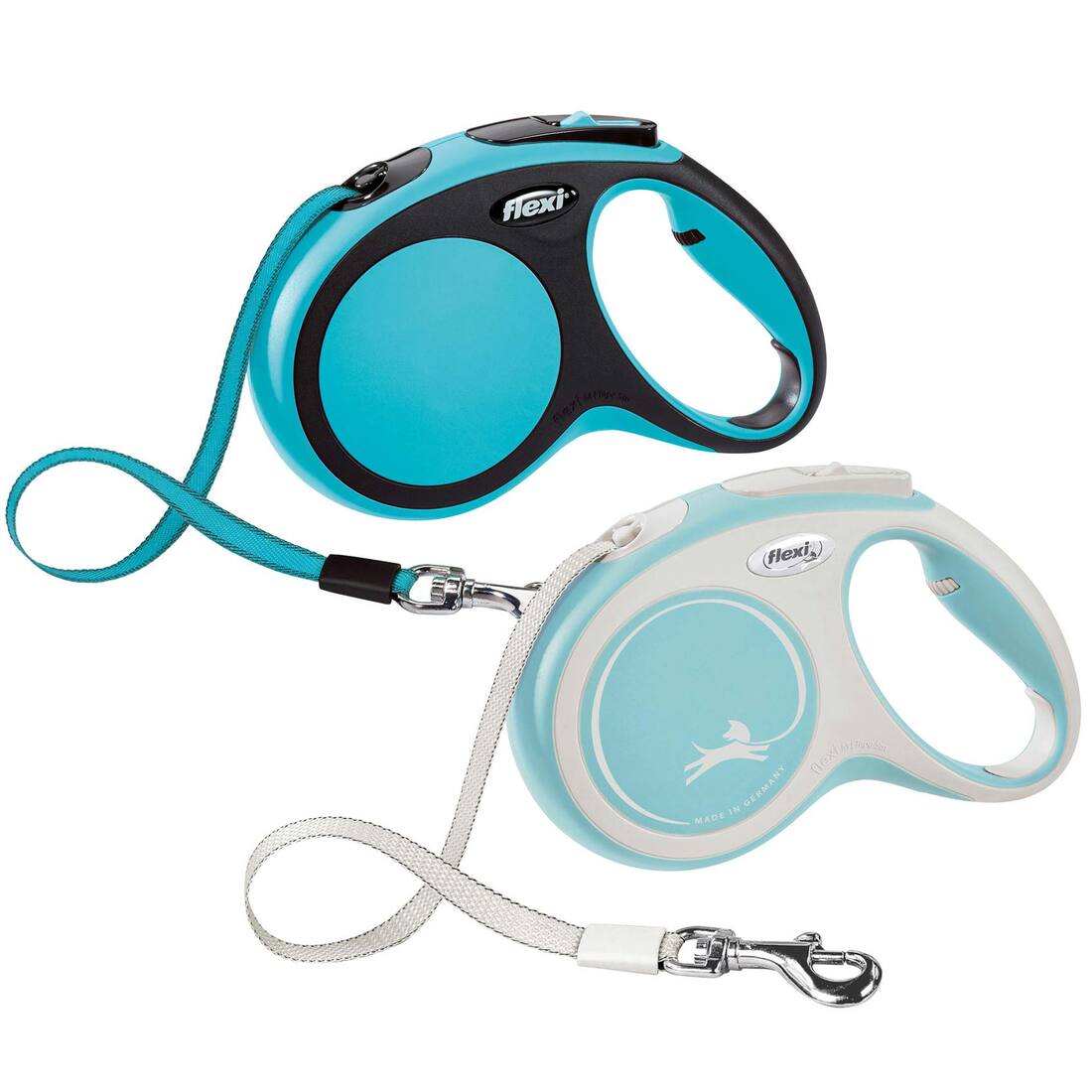 Flexi New Comfort Retractable Leash, Medium, Tape, 16 Feet, Blue, Lt Blue