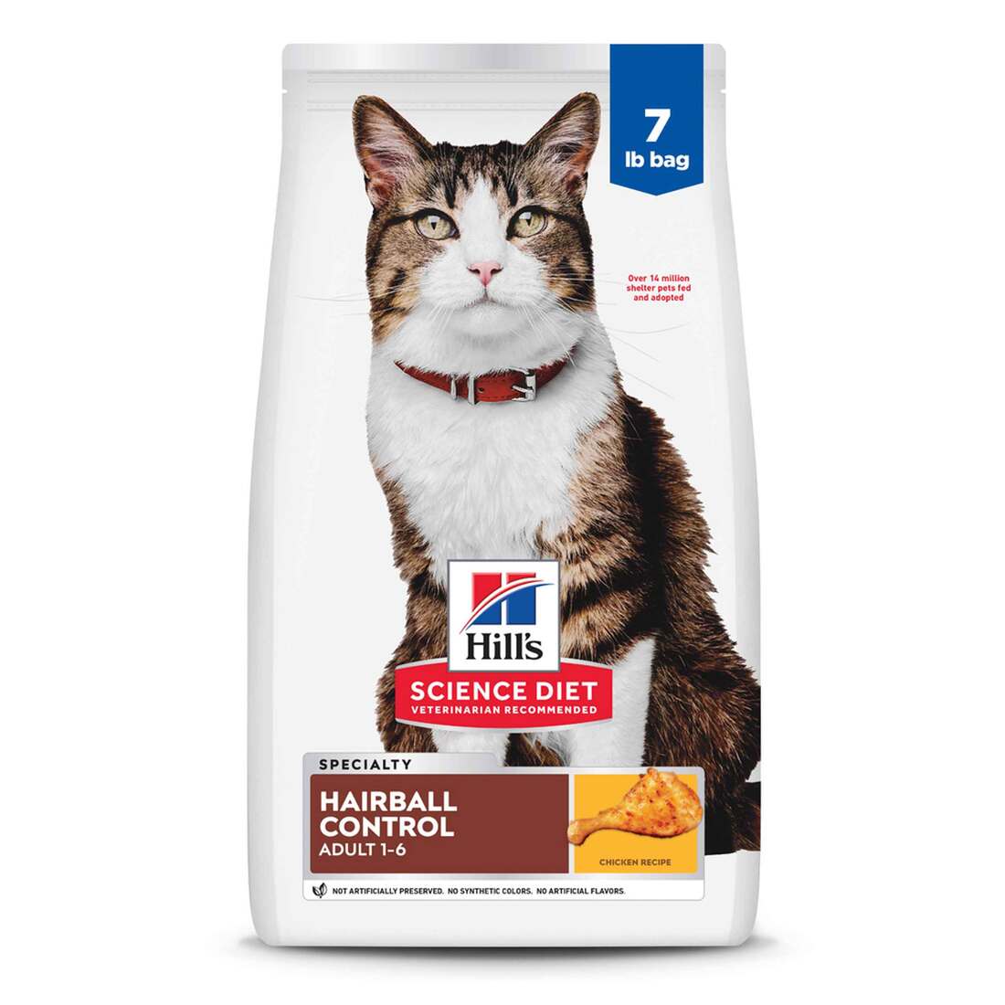 Hill's Science Diet Adult Hairball Control Chicken Recipe Dry Cat Food, 7 Pound Bag