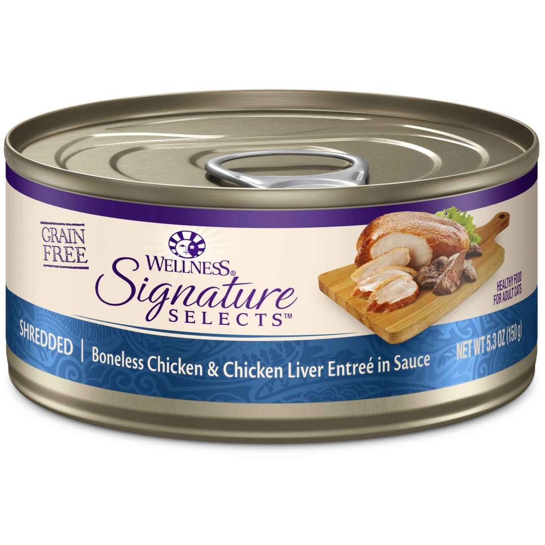 Wellness Signature Selects Natural Wet Cat Food, Grain Free Shredded Chicken And Chicken Liver, 5.3